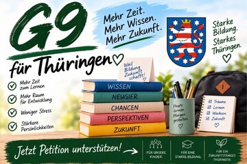 Bild der Petition G9 jetzt in Thüringen! Für das Abitur nach 13 Schuljahren