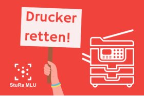 Bilde av begjæringen:Gegen die Abschaffung der öffentlichen Drucker an der Uni Halle - Wir machen Druck!