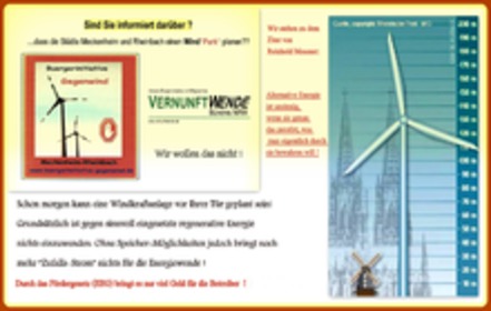 Zdjęcie petycji:Gegen die Veränderung des gültigen Bebauungsplans für Windenergieanlagen in Meckenheim und Rheinbach