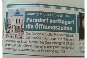 Kuva vetoomuksesta:Gegen längere Öffnungszeiten für das Designer Outlet Parndorf!