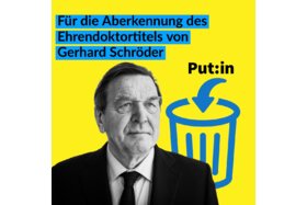 Снимка на петицията:Gerd ist kein Ehrenmann – Weg mit dem Göttinger Ehrendoktor für Gerhard Schröder