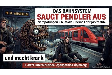 Peticijos vaizdas Gesundheit & Fahrgastrechte im ÖPNV: reduktion Volkswirtschaftlicher Schäden & Anschlussgarantien