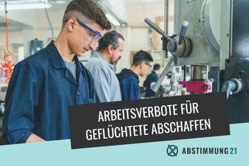 Picture of the HomeParliament " Stimmen Sie dafür, dass Geflüchtete grundsätzlich vom ersten Tag ihres Aufenthalts an arbeiten dürfen? ".