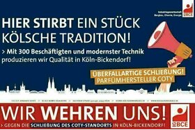 Bild der Petition: Hier stirbt ein Stück Kölsche Tradition – Gegen die Schließung von Coty in Köln-Bickendorf