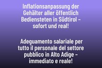 Bild der Petition Inflationsanpassung der Gehälter aller öffentlich Bediensteten in Südtirol – sofort und real!