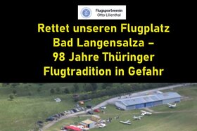 請願書の画像: Rettet unseren Flugplatz Bad Langensalza – 98 Jahre Thüringer Flugtradition in Gefahr