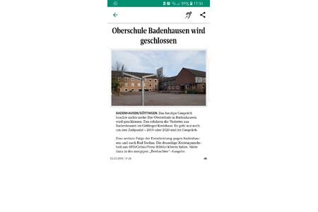 Slika peticije:Kampf um den Schulerhalt der OBS Badenhausen/Harz