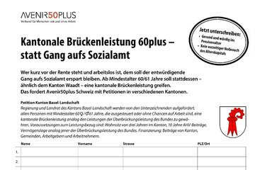 Obraz petycji Kanton BL - Kantonale Brückenleistung - statt Gang zum Sozialamt