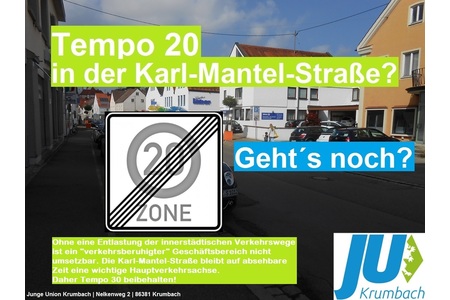 Poza petiției:Karl-Mantel-Straße - wichtige Hauptverkehrsstraße | Gegen Einstufung als Haupterschließungsstraße