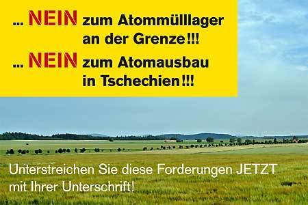 Kuva vetoomuksesta:Kein Atommüllendlager in Tschechien an Österreichs Grenze