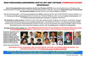 Foto van de petitie:Appell: Kein Freihandelsabkommen mit der vietnamesischen kommunistischen Regierung!