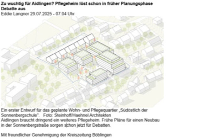 პეტიციის Kein Pflegezentrum im Wohngebiet Sonnenberg! სურათი