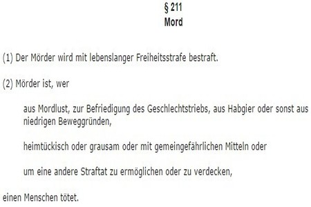 Bild der Petition Keine Absenkung der Strafandrohung bei Mord nach § 211 StGB