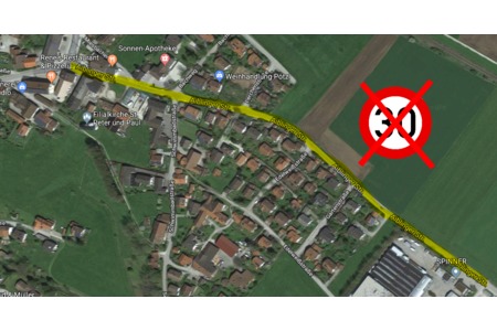 Bild der Petition: Keine Geschwindigkeitsbeschränkung Tempo 30 in der Aiblinger Straße in Westerham!