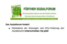 Bild der Petition: Keine Kürzungen beim Fürther Sozialticket