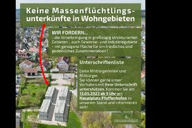 Poza petiției:Keine Massenflüchtlingsunterkünfte in Wohngebieten
