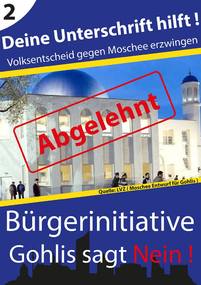 Foto da petição:Keine Moschee in Leipzig/Gohlis Bürgerinitiative: Gohlis sagt Nein!