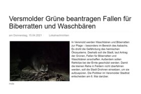 Zdjęcie petycji:Keine Unterstützung der Fallenjagd auf Waschbären und Nutrias in Versmold!