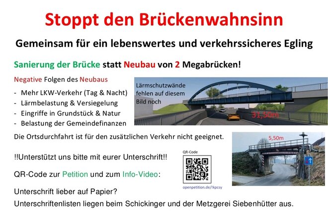 Image of the petition Keine Vergrößerung der Ortseinfahrt S2052 in Verbindung mit der Erneuerung Eisenbahnüberführung.