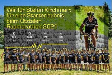 Obraz petycji Kirchmair Cycling Community für Stefan Kirchmair: für eine Starterlaubnis beim Ötztaler Radmarathon