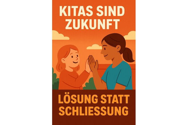 Vetoomuksen kuva „Kitas sind Zukunft – keine darf geschlossen werden!“