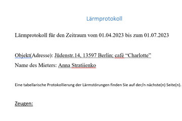 Bild der Petition Lärmprotokoll Jüdenstr.14, 13597 Berlin