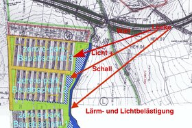 Малюнок петиції:Lärmschutz-Lücke an der neuen B3 schließen!