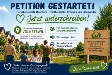 Image of the petition Lebensqualität im Quartier schützen – Nutzung der Quartieranlagen in Volketswil optimieren