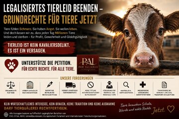 Image of the petition Legalisiertes Tierleid beenden – Grundrechte für Tiere jetzt
