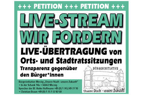 Снимка на петицията:Live Übertragung der Orts- und Stadtratssitzungen