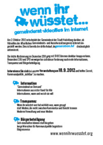 Bild der Petition: Livetream/ Videofiles der öffentlichen Stadtratssitzungen in Heidelberg