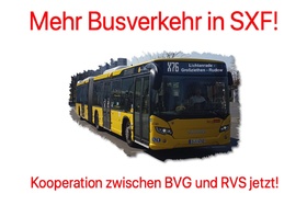 Малюнок петиції:Mehr Busverkehr zwischen der Gemeinde Schönefeld und Berlin, in den SXF-Ortsteilen und für Schüler