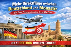 Bild der Petition: Mehr Direktflüge zwischen Deutschland und Monastir – für faire Preise und bessere Erreichbarkeit