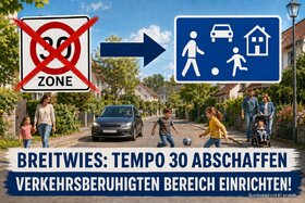 Bild der Petition: Mehr Sicherheit in der Breitwies: Verkehrsberuhigten Bereich einrichten