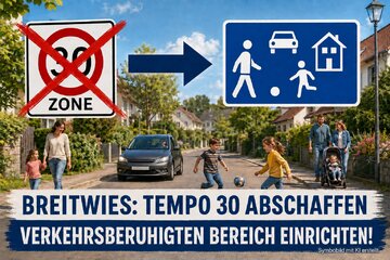 Billede af andragendet Mehr Sicherheit in der Breitwies: Verkehrsberuhigten Bereich einrichten