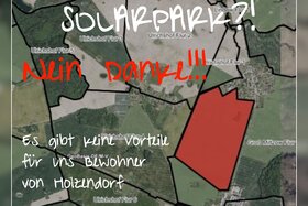 Imagen de la petición:NEIN! Zu 110 ha Solarpark direkt neben Holzendorf