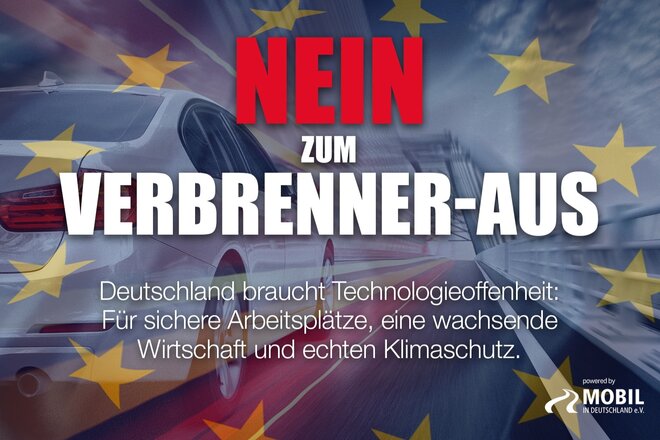 Petitsiooni pilt Nein zum Verbrenner-Aus: Technologieoffenheit für Arbeitsplätze, Wirtschaft und Klimaschutz