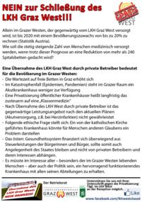 Foto van de petitie:NEIN zur Schließung des LKH Graz West
