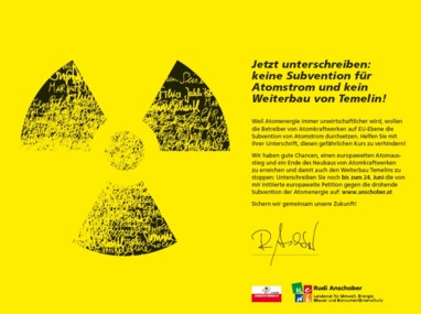 Bilde av begjæringen:Nein zur Subvention von Atomstrom!