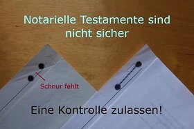 Poza petiției:Notarielle Testamente sind nicht sicher – eine Kontrolle zulassen!