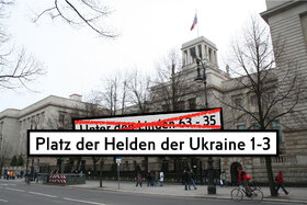 Bild der Petition: „Platz der Helden der Ukraine“ als neue Adresse der Botschaft der russischen Föderation