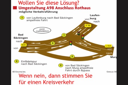 Bild der Petition: Pro Kreisverkehr : A98 - Bad Säckingen - Murg