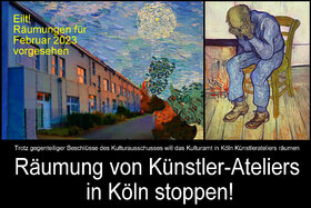 Малюнок петиції:Räumung  von  Künstler-Ateliers in Köln stoppen!