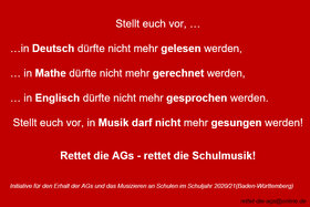 Bilde av begjæringen:Rettet die AGs - rettet die Schulmusik!