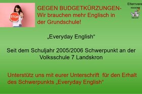 Bild der Petition: Rettet „Everyday English“ an der Volksschule 7 in Landskron – Für mehr Englisch in der Grundschule!