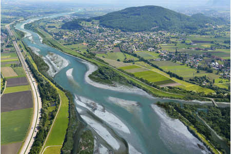 Obrázek petice:Rhesi-Koblach / Durchführung der ursprünglichen Projektplanung, Ausweitung des Rheins