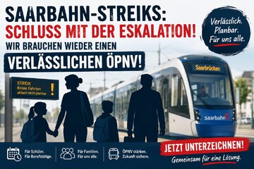 Bild der Petition Saarbahn-Streiks: Schluss mit der Eskalation – wir brauchen wieder einen verlässlichen ÖPNV!