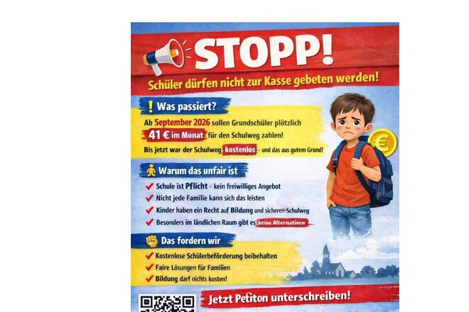 Imagen de la petición Schulbus für Grundschüler muss kostenlos bleiben