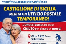 Image of the petition: Servizi postali temporanei a Castiglione di Sicilia durante la chiusura dell’ufficio postale.