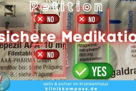 Kuva vetoomuksesta:Sichere Medikation: DNA-Safe  klinikkompass.de: „Jede Tablette hat ein Recht auf einen Namen“